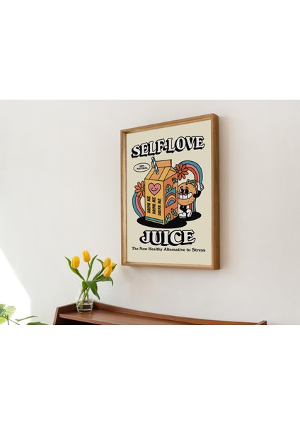 Çerçeveli Öz Sevgi Suyu Baskısı, 70'ler Poster Illüstrasyonu, Vintage Estetik Çerçeveli Posterler modelleri