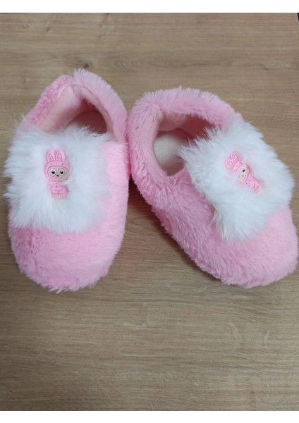 Kız Çocuk Labubulu Panduf Pembe Kreş Ayakkabısı Pandufu