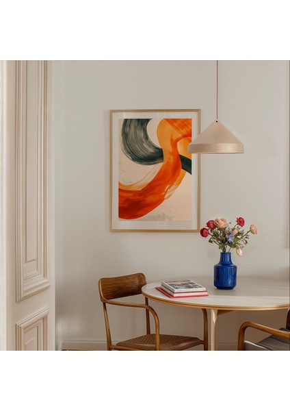 Adaçayı Yeşili Yanık Turuncu Orta Yüzyıl Modern Duvar Sanatı, Modern Soyut Sanat, Japandi Duvar Sanatı fiyatları