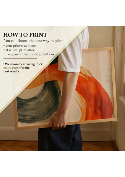 Adaçayı Yeşili Yanık Turuncu Orta Yüzyıl Modern Duvar Sanatı, Modern Soyut Sanat, Japandi Duvar Sanatı modelleri