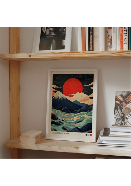 Japon Dalgası ve Dağ Posteri, Japon Duvar Sanatı, Japandi Duvar Sanatı, Japon Manzarası indirimleri