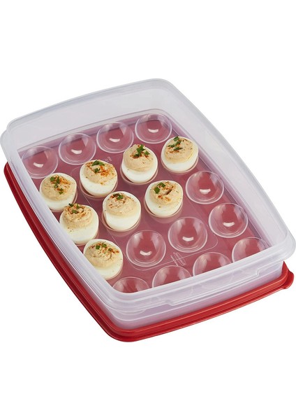 Egg Keeper 20’li Yumurta Saklama Kabı – Şeffaf Gövde, Kırmızı Kapak, Bpa’sız, Bulaşık Makinesi Uyumlu