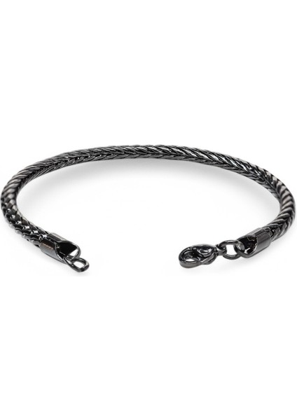 Oval Kral Bakla Örgülü Çelik Zincir Bileklik 4.0mm