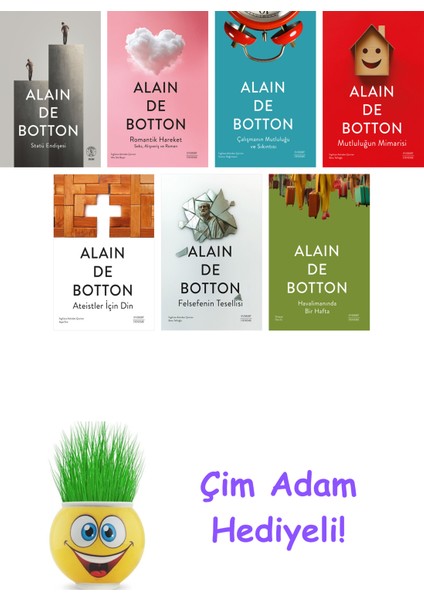 Alain De Botton 7 Kitap Seti + Çim Adam Hediye