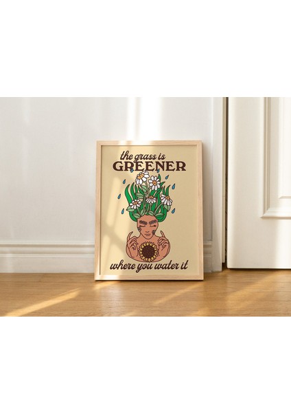 Retro Çiçekler Duvar Sanatı, Pozitiflik Sözü, Kişisel Bakım Posteri, Ruh Sağlığı Baskısı