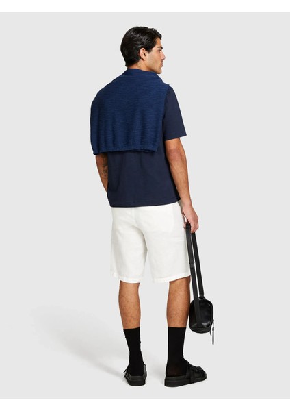 %100 Keten Slim Fit Bermuda Şort Erkek Beyaz Şort - 325P4AGHS9010 modelleri