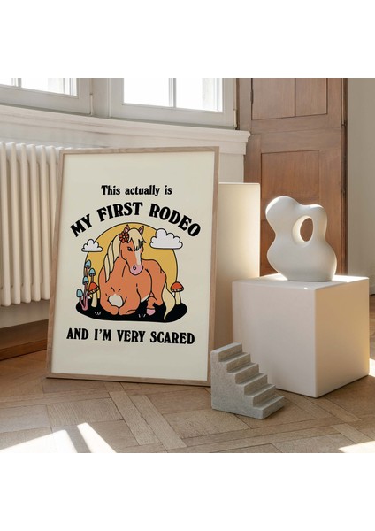 Kovboy Atı Söz Baskısı, Ilk Rodeo Sözü Posteri, Retro Mantar Posterleri modelleri