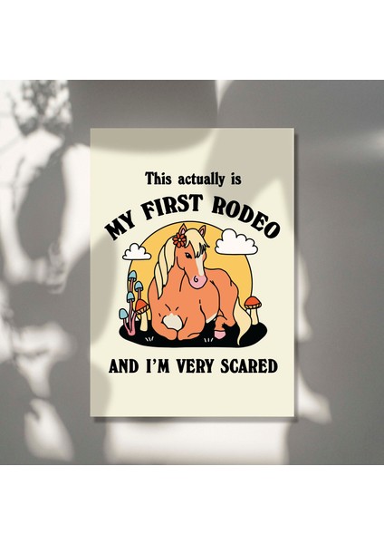 Kovboy Atı Söz Baskısı, Ilk Rodeo Sözü Posteri, Retro Mantar Posterleri