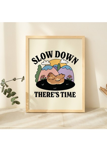 Sevimli Tavuk Sözü Baskısı, Rahatlatıcı Söz, Retro Tarz Illüstrasyon, Cottagecore Pembe Baskı