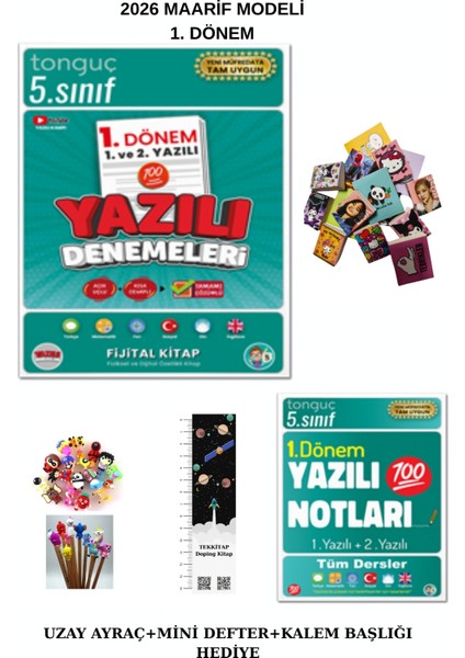 Tonguç 5. Sınıf 1. Dönem Yazılı Notları ve Yazılı Denemeleri 1 ve 2. Yazılı(Uzay A.+Mini D.kalemb.)