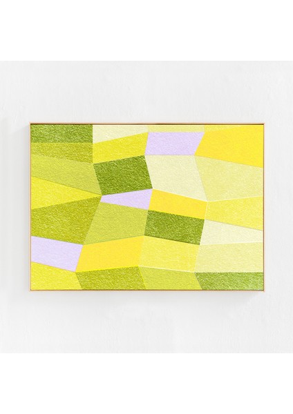 Soyut Sanat: Sarı ve Yeşil Duvar Dekoru, Bahar Renkleri Duvar Sanatı