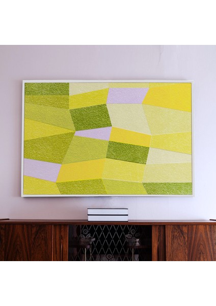 Soyut Sanat: Sarı ve Yeşil Duvar Dekoru, Bahar Renkleri Duvar Sanatı fırsatları