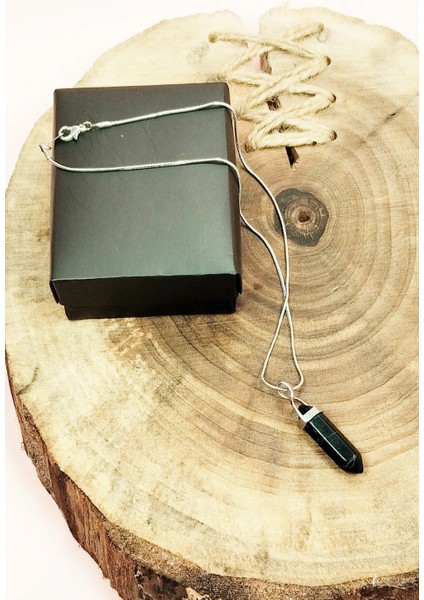 Mat Oniks Doğal Taşı Zincirli El Yapımı Tasarımlı Kolye Uç: 3,5 cm Zincir: 20 cm Kutulu fırsatları