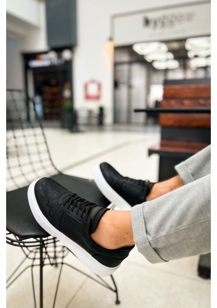 Oxford Günlük Kalın Taban Erkek Sneaker Siyah Beyaz