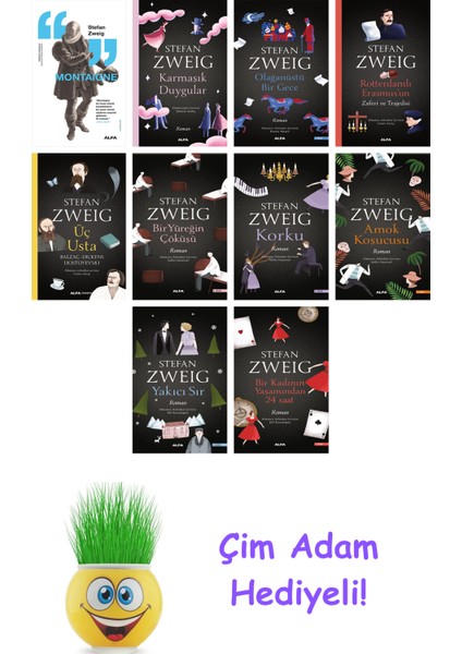 Stefan Zweig 10 Kitap Seti + Çim Adam Hediye