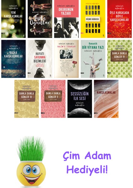 Adalet Ağaoğlu 14 Kitap Seti + Çim Adam Hediye