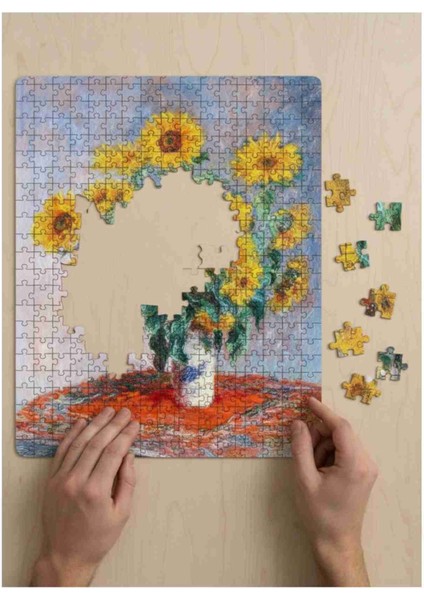 Bouquet Of Sunflowers By Claude Monet 120 , 255 , 500 , 1000 Parça Ahşap (Mdf) Puzzle Yapboz modelleri