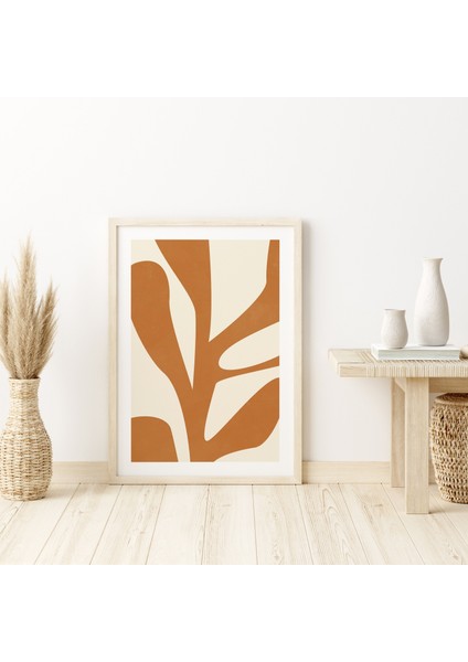Soyut Botanik, Yanık Turuncu, Bohem Sanatı, Minimalist Poster, Botanik Poster