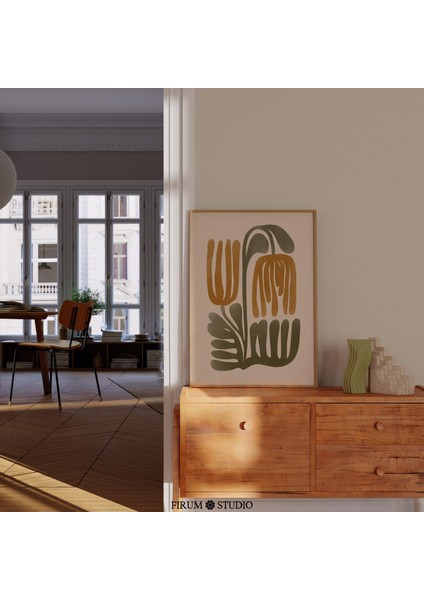 Sıcak Tonlar Soyut Botanik Duvar Dekoru fiyatları