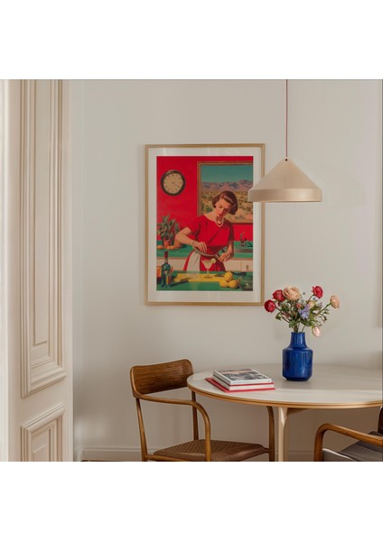 Retro 1950'LER Ev Hanımı Margarita: Vintage Mutfak Duvar Sanatı ( & ) fiyatları