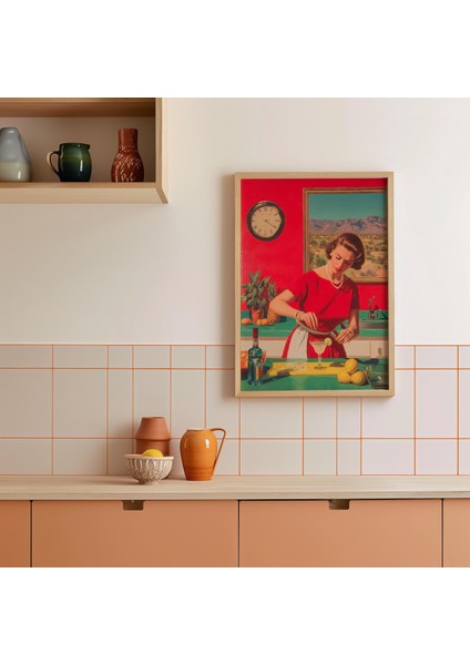 Retro 1950'LER Ev Hanımı Margarita: Vintage Mutfak Duvar Sanatı ( & ) modelleri