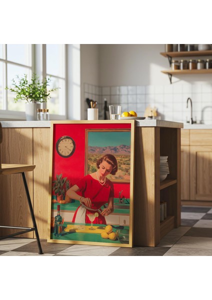 Retro 1950'LER Ev Hanımı Margarita: Vintage Mutfak Duvar Sanatı ( & ) fırsatları