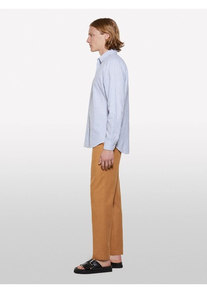 Keten Karışımlı Çizgili Regular Fit Gömlek Erkek Beyaz Gömlek - 325P51FCSQ03G fiyatları