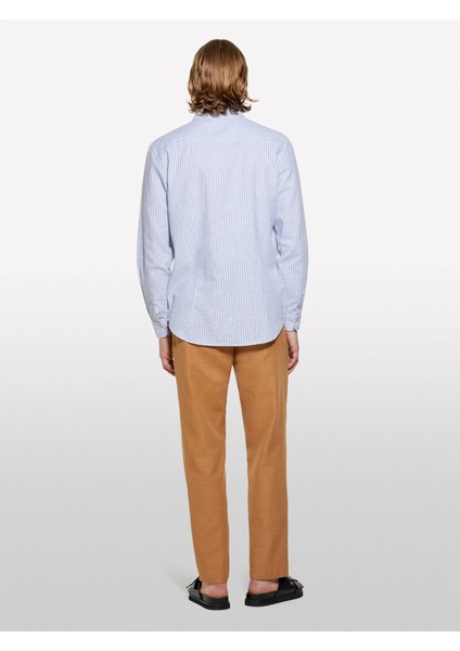 Keten Karışımlı Çizgili Regular Fit Gömlek Erkek Beyaz Gömlek - 325P51FCSQ03G modelleri