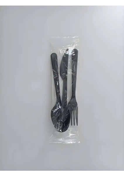 Eko Lüks 4'lü Siyah Set Jelatinli (Kaşık,Çatal,Bıçak,Peçete) 50'li Paket fiyatları