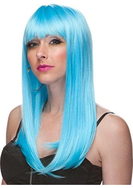 Turkuaz Mavi Parti Peruğu modelleri