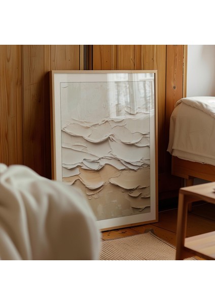 Bej Dokulu Japandi Duvar Sanatı, Orta Yüzyıl Duvar Sanatı, Yatak Odası Duvar Sanatı, Wabi Sabi Duvar Sanatı, 20X28 Baskılar indirimleri