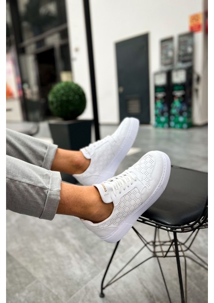 Oxford Günlük Kalın Taban Erkek Sneaker Beyaz