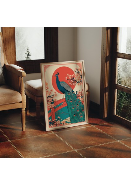 Tavus Kuşu ve Sakura Çiçeği Japon Sanatı ( )