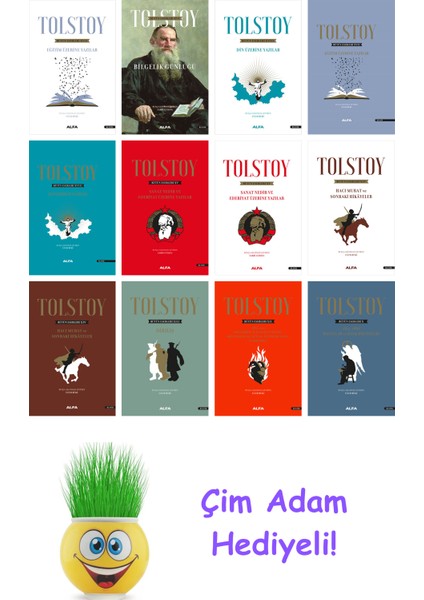 Lev Nikolayeviç Tolstoy 12 Kitap Seti + Çim Adam Hediye