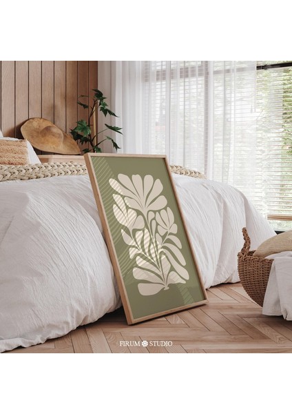 Sönük Yeşil Soyut Botanik Sanatı, Adaçayı Yeşili Akdeniz, Modern Bohem Duvar Dekoru fiyatları