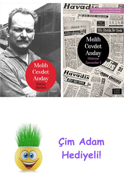 Melih Cevdet Anday 2 Kitap Seti + Çim Adam Hediye