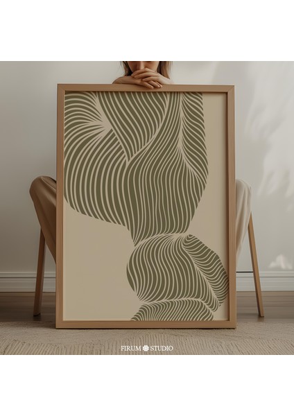 Japandi'den Esinlenilmiş Soyut Akan Çizgiler Sanatı