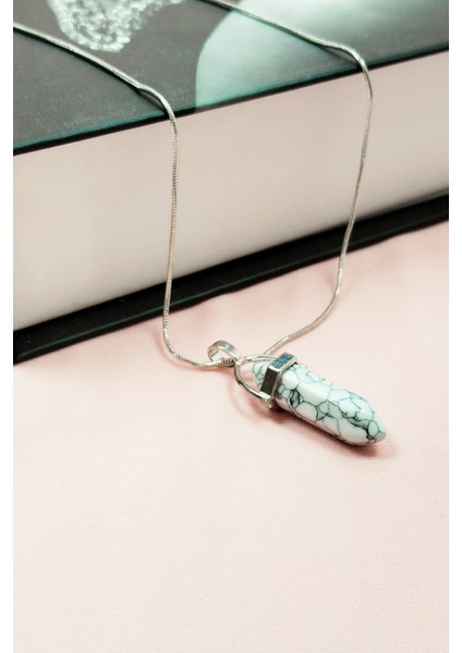 Havlit Doğal Taşı Zincirli El Yapımı Tasarımlı Kolye Uç: 3,5 cm Zincir: 20 cm Kutulu modelleri