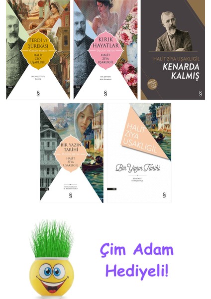 Halit Ziya Uşaklıgil 5 Kitap Seti + Çim Adam Hediye