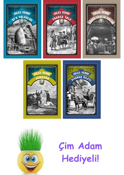 Jules Verne 5 Kitap Seti + Çim Adam Hediye