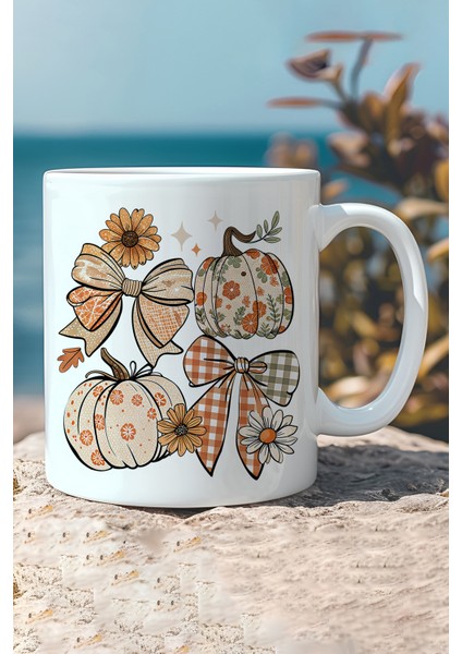 Sonbahar Teması Pumpkin Couqette Baskılı Hediyelik Kupa Bardak