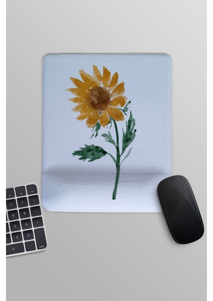 Ayçiçeği Baskılı Dikdörtgen Bilek Destekli Mousepad