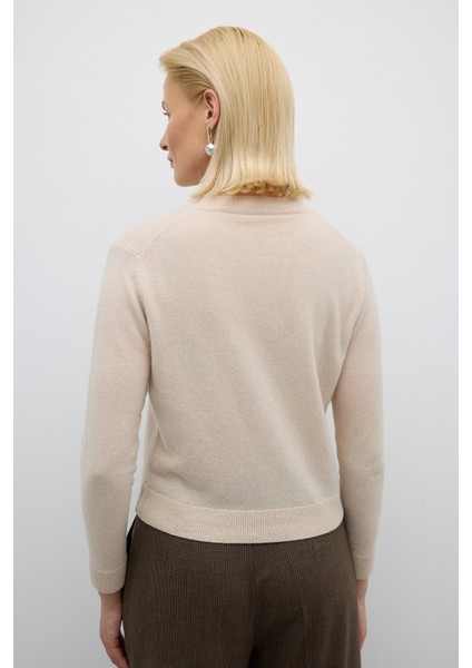 Bisiklet Yaka Düğmeli Yün Kaşmir Karışımlı Hırka Bej K2671011_024 fiyatları