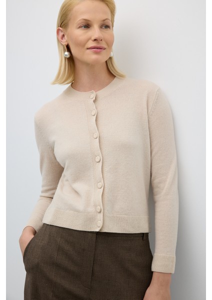 Bisiklet Yaka Düğmeli Yün Kaşmir Karışımlı Hırka Bej K2671011_024 modelleri