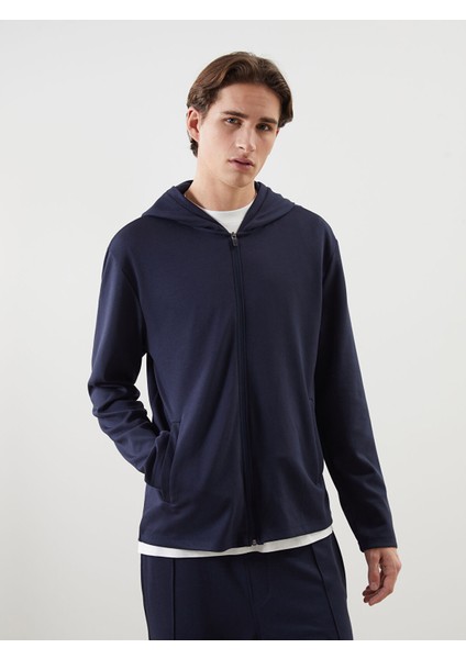 Yeni Sezon Kapüşonlu Uzun Kollu Erkek Fermuarlı Sweatshirt