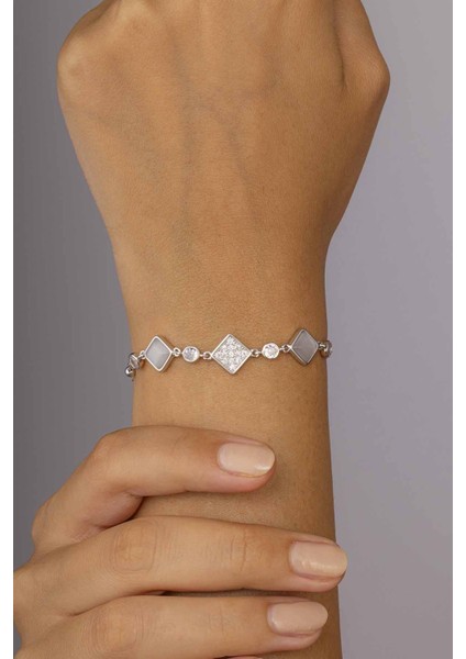 Kare Figürlü Top Zincir Kadın Gümüş Kadın Bileklik fiyatları