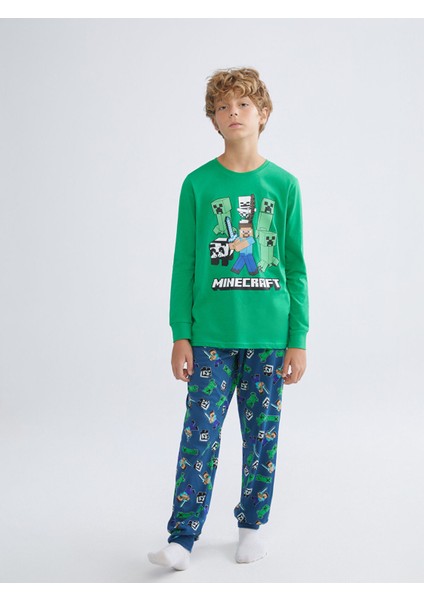 Yeni Sezon Minecraft Baskılı Erkek Çocuk Pijama Takımı