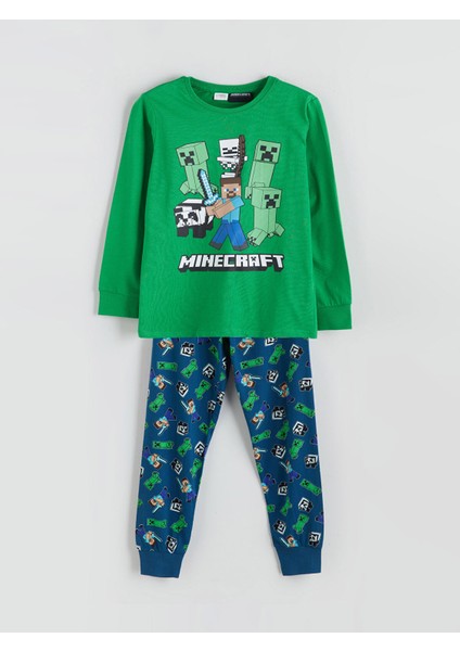 Yeni Sezon Minecraft Baskılı Erkek Çocuk Pijama Takımı modelleri