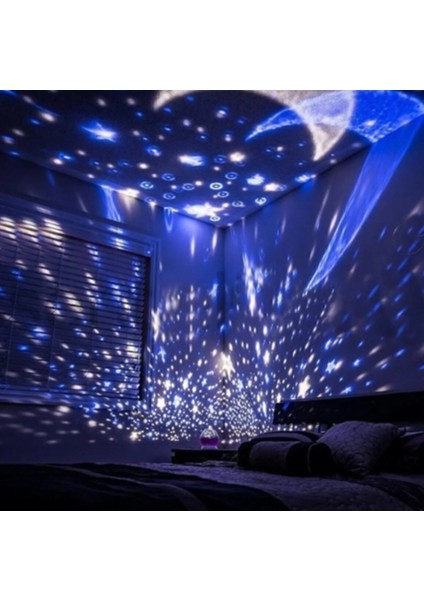 Renkli Yıldızlı Gökyüzü Projeksiyon Gece Lambası - Mavi ve Beyaz Işık Seçeneği fiyatları