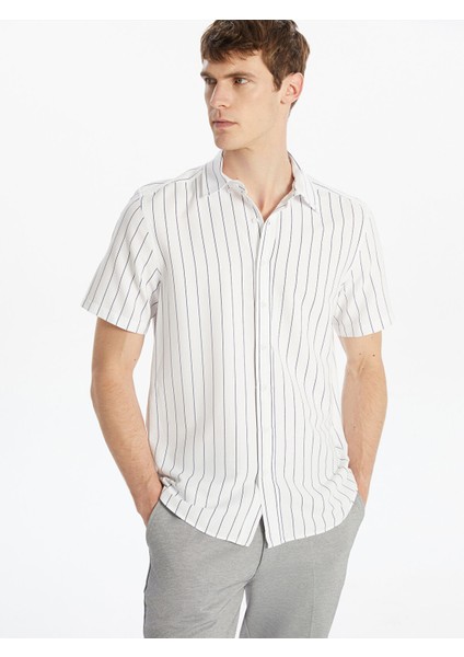 Yeni Sezon Regular Fit Kısa Kollu Çizgili Erkek Gömlek